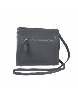 London Leathergoods Soft Grain Cow Hide Nappa Small Cross-Body Bag with Front Pocket